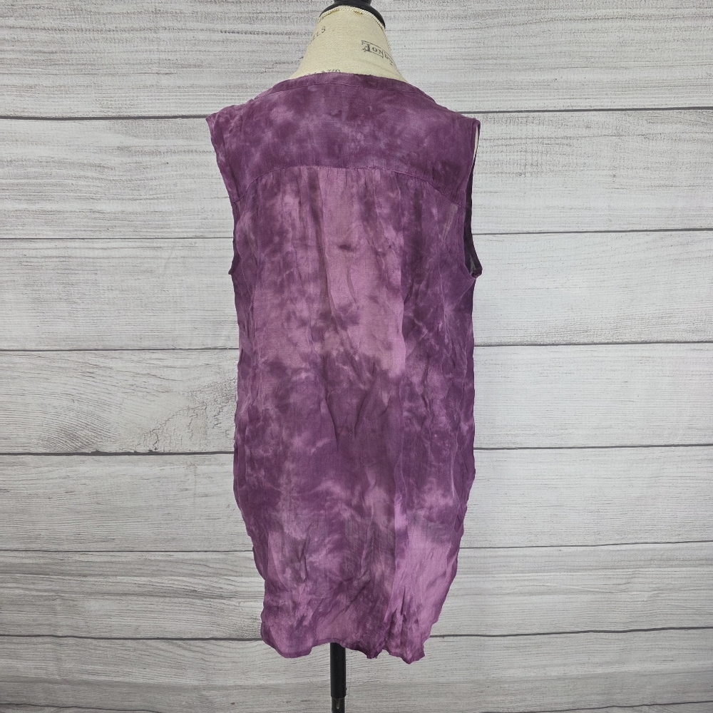 Faded Glory Tie-Dye Purple Sleeveless Blouse - Picture 4 of 7